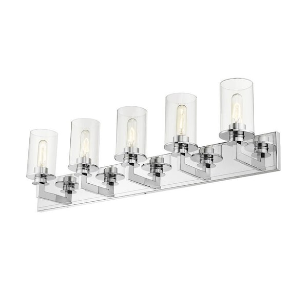 Savannah 5 Light Vanity, Chrome & Clear